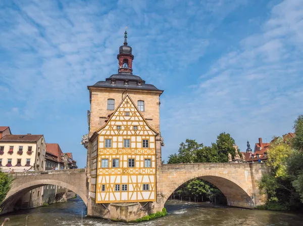 Kilátás Régi Városháza Bamberg — Stock Fotó