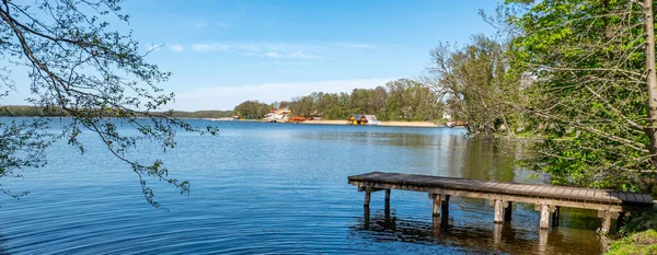 Jetée Bois Panoramique Bord Lac Dans District Lac Mecklembourg — Photo