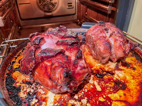 Frisch Gegrillte Schweinshaxe Hintergrund — Stockfoto