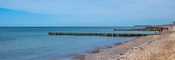 Panorama Groyne Warnemünde Strand — Stockfoto