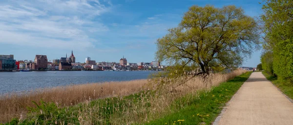 Panorama Cidade Hanseática Rostock Mar Báltico — Fotografia de Stock