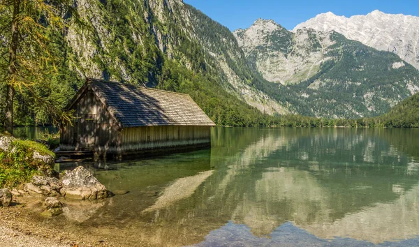 Boathouse Obersee Berchtesgaden Alps — Stock Photo, Image