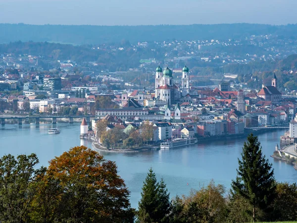 Utsikt Över Tre Floder Staden Passau Bayern — Stockfoto
