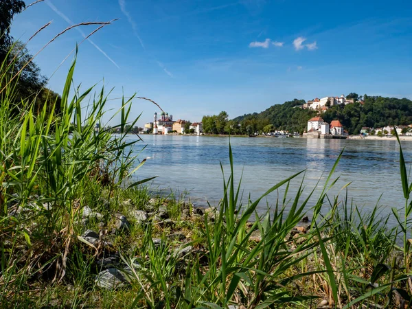 Vista Ciudad Passau Desde Las Orillas Del Inn — Foto de Stock