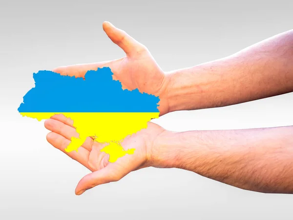 Hands Ukraine Map Symbolic — Stock Photo, Image