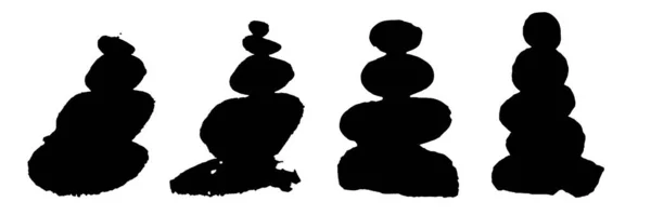 Varias Piedras Equilibrio Zen Aislado Sobre Fondo Blanco — Foto de Stock