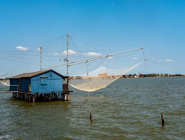 Fisherman Hut Fishing Net Delta Italy — Stockfoto