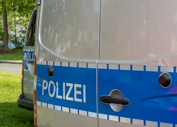 Auto Della Polizia Una Manifestazione Germania — Foto Stock