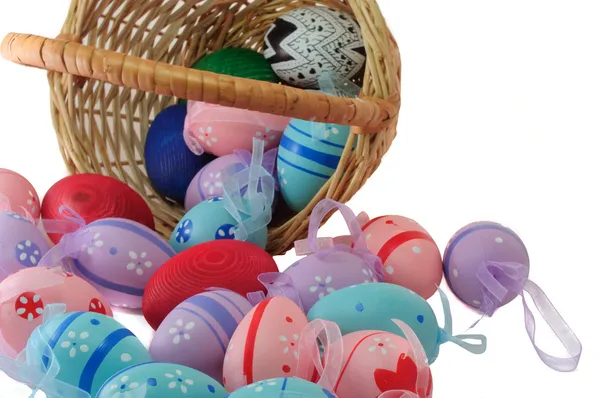 Basket with Easter eggs — Stock Photo, Image