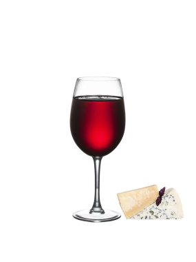 kadeh şarap ve peynir izole