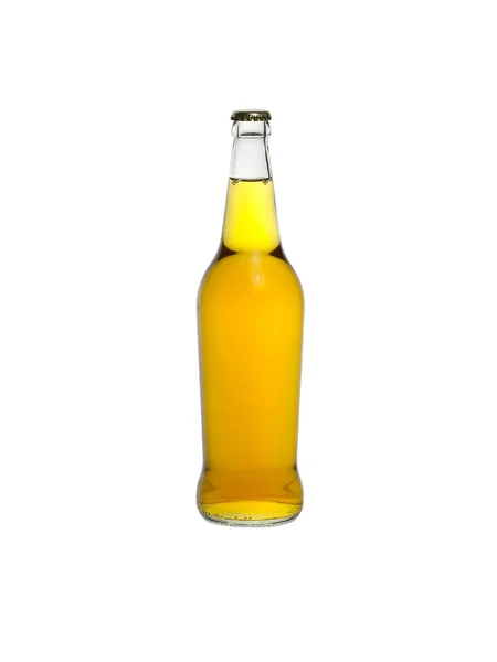 Glas und Flasche Apfelwein isoliert — Stockfoto