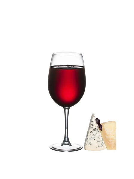 Verre de vin et fromage isolé — Photo