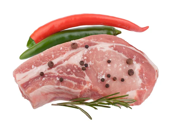 生豚肉、白い背景で隔離 — ストック写真