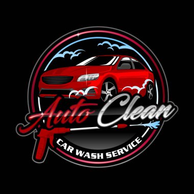 Car wash logo, cleaning car