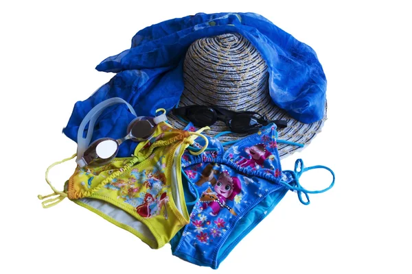 Aletas, máscara de buceo y snorkel sobre fondo blanco — Foto de Stock