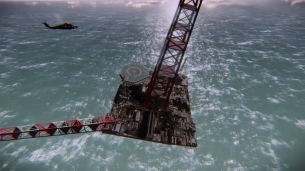 Oil rig sinking — Stock Video