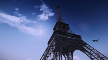 Eyfel Kulesi üzerinde uçan uçak