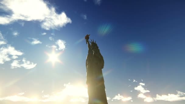 Avión sobrevolando la Estatua de la Libertad — Vídeos de Stock