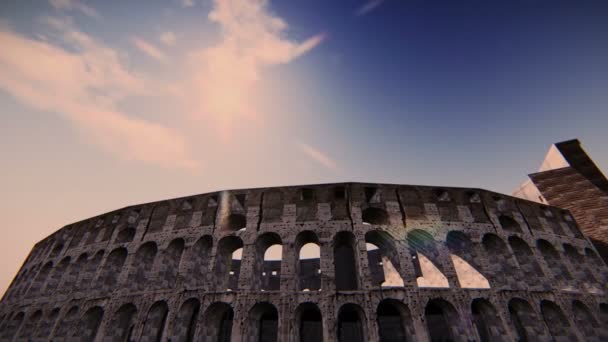 Airplane flying over the Coliseum — Stock Video