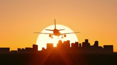alarak gündoğumu veya günbatımı üzerinde uçak