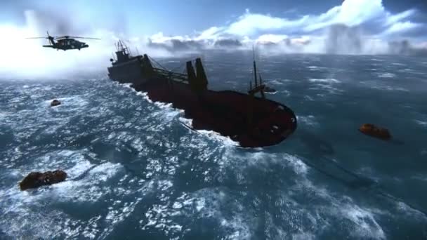 Sinking of an oil tanker — Stock Video