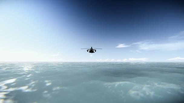 Hélicoptère survolant la mer 