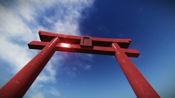 Airplane flying over a torii — Stock Video