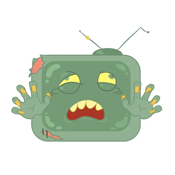 Vector de televiziune zombie pe fundal alb — Vector de stoc