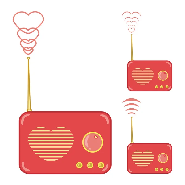 Pretty pink radio with heart — Stock Vector