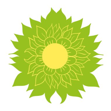 beyaz zemin üzerine güzel bir yeşil çiçek şablon