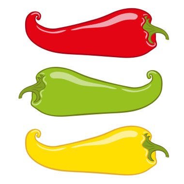 Hot chilli biber vektör izole üzerinde beyaz arka plan ayarlamak