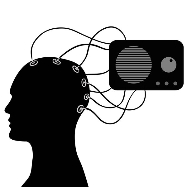 human head is connected to the radio,vector