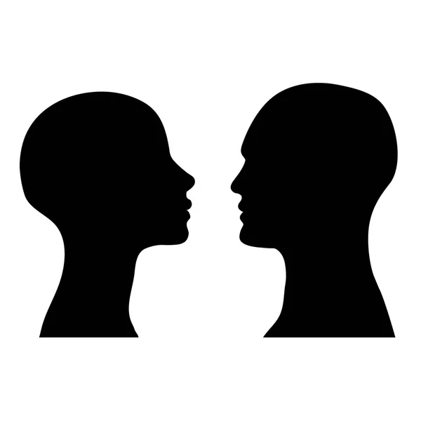 Rostro hombre y mujer sobre fondo blanco — Vector de stock