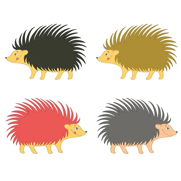 Sevimli kirpi yabani memeli hayvanlar set vektör çizim karikatür — Stok Vektör