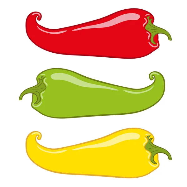 Conjunto de vectores de chile picante aislado sobre fondo blanco — Vector de stock