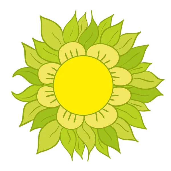 Bela flor verde em um fundo branco, padrão — Vetor de Stock