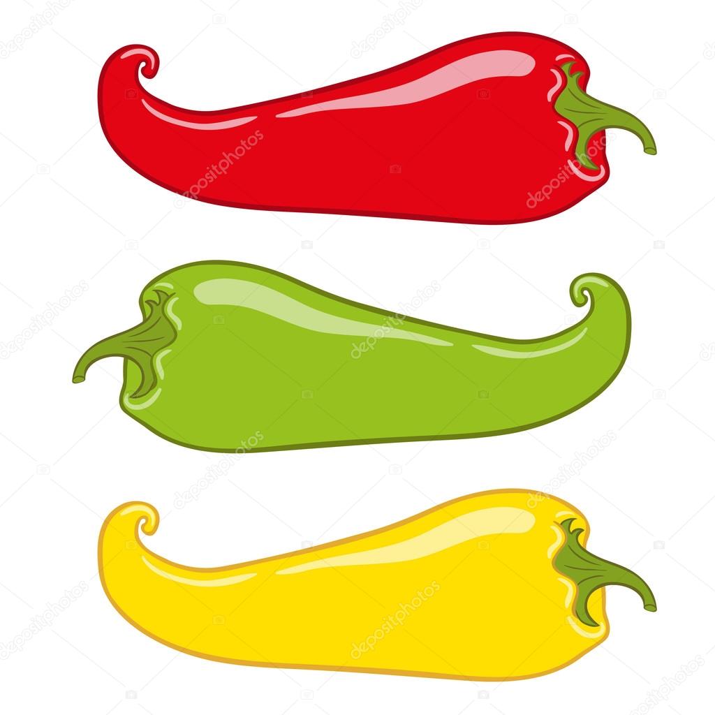 Hot chilli pepper vector set isolated on white background