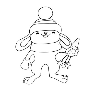 çocuk boyama kitabı, neşeli bunny bir wal için havuç ile