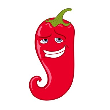 kırmızı biber biber çizgi film maskot karakteri gülümseyen