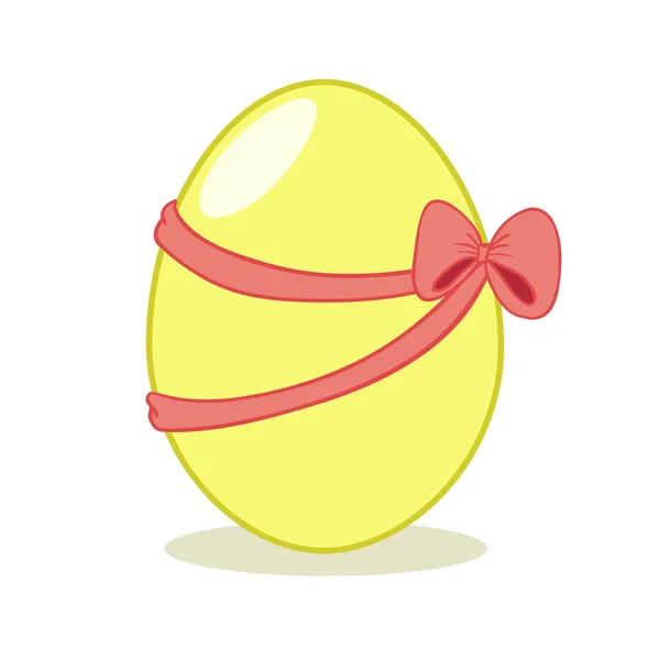 Huevo de Pascua con lazo. Tarjeta de felicitación de Pascua con huevo y costilla roja — Vector de stock