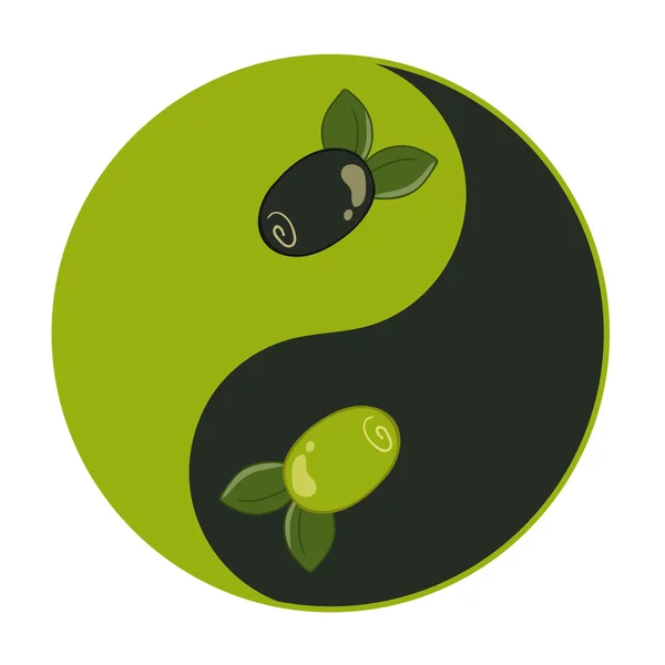 Motif yin yang avec olive à l'intérieur — Image vectorielle