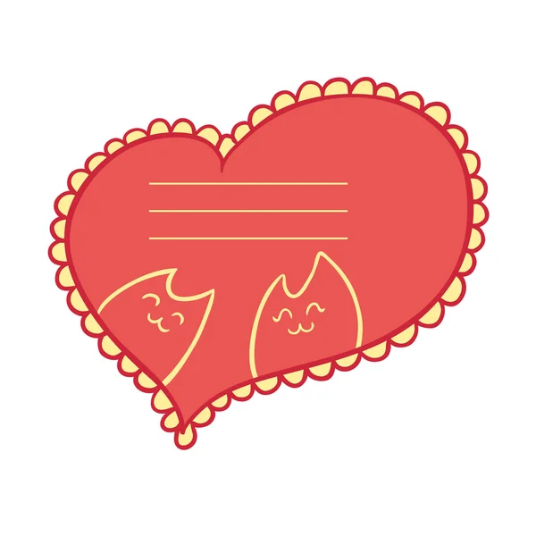 Template for the text in the form of heart with cats inside. — Stock Vector