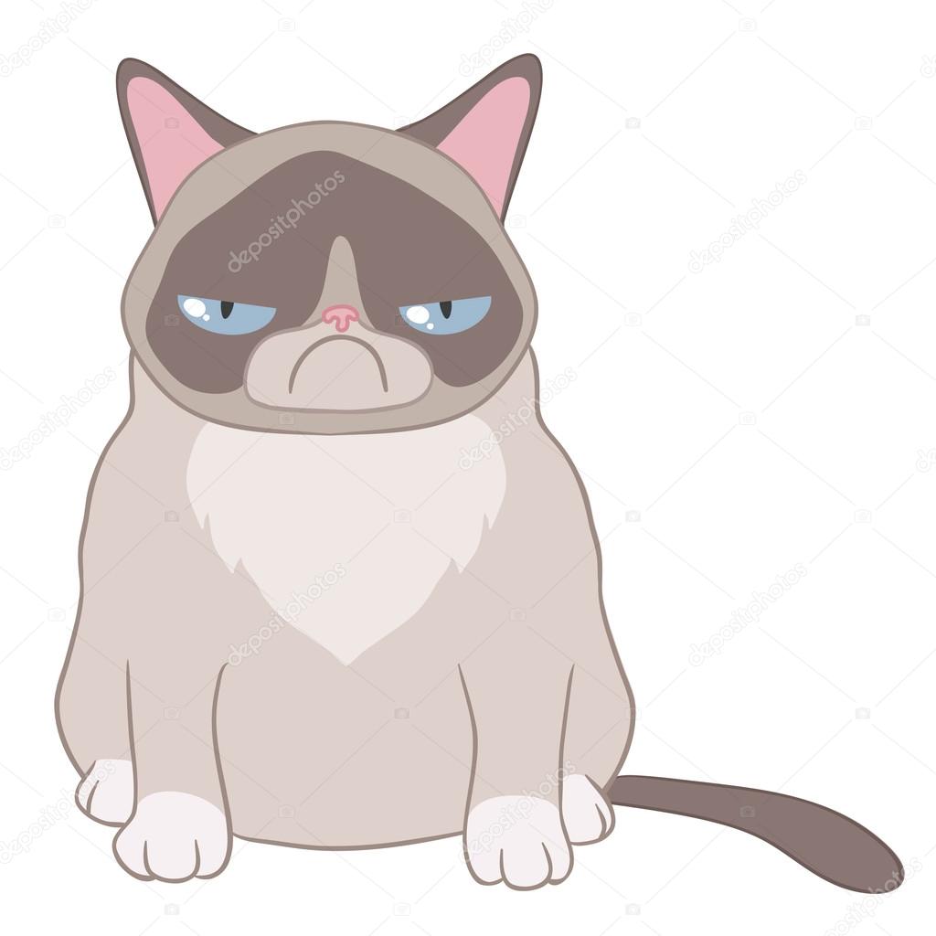 Caricature of an evil cat on a white background