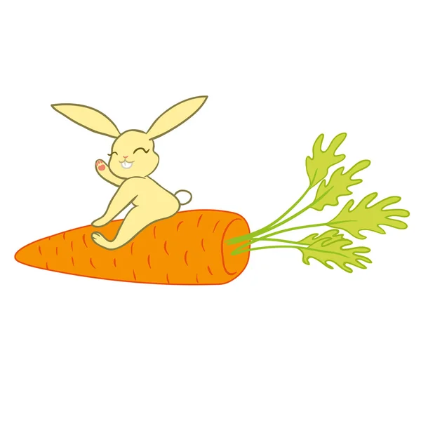 Lapin chevauchant sur une carotte — Image vectorielle