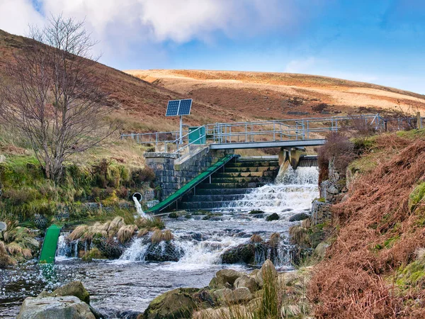 Infra Estrutura Gestão Água Rio Whitendale Lancashire Reino Unido Uma — Fotografia de Stock