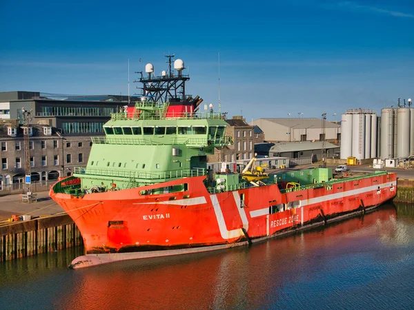 Moored Aberdeen Port Evita Offshore Tug Supply Ship Built 2012 — Stock Photo, Image