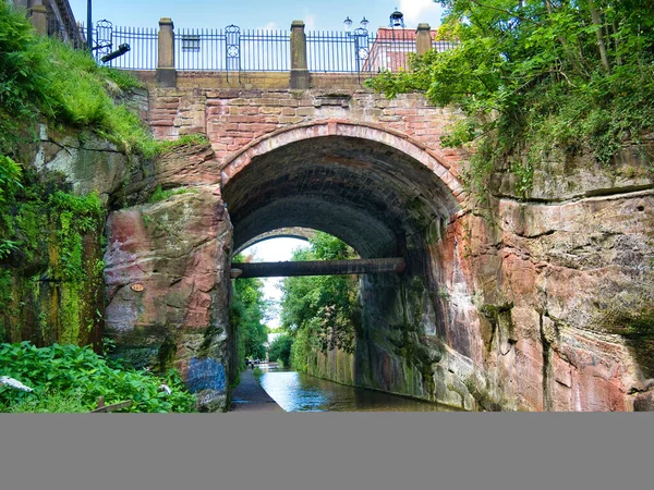 18Th Century Coursed Red Sandstone Northgate Street Bridge Shropshire Union — 图库照片