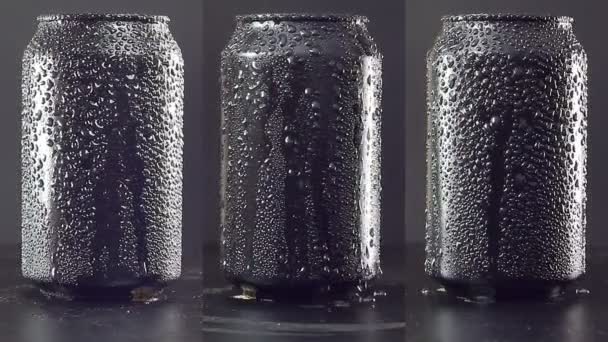 Rotativa mockup de lata no fundo preto — Vídeo de Stock