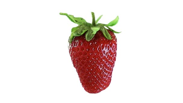 Fresh strawberry isolated on white — Stock Video