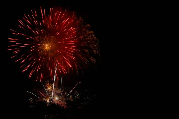Colorful Fireworks Celebration Night Sky Free Space Text — ストック写真